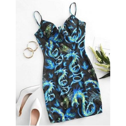 Dragon Print Underwire Bodycon Dress