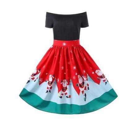 Christmas Off The Shoulder Swing Dress